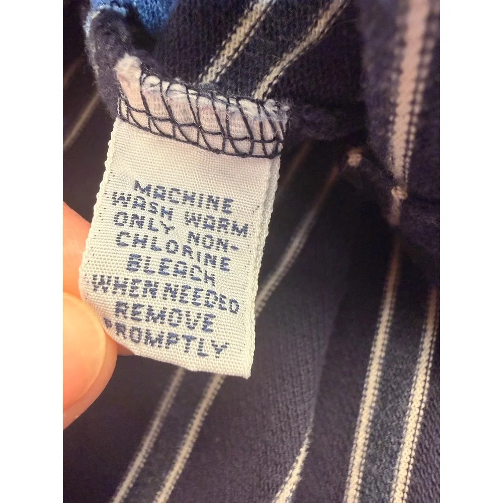 Polo Ralph Lauren Mens XL Navy Blue White Striped Short Sleeve Cotton Polo Shirt